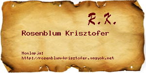 Rosenblum Krisztofer névjegykártya